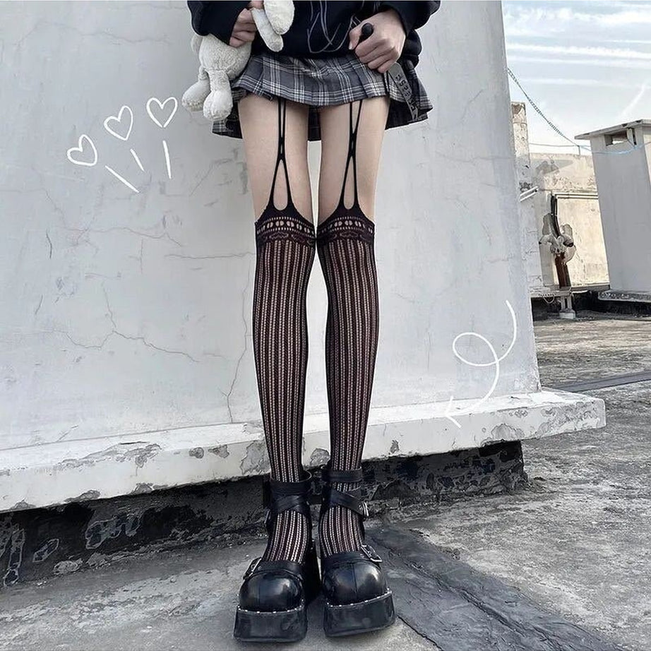 Y2k Harajuku Hollow out Fishnet Tights