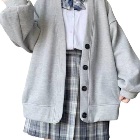 Harajuku Kawaii Gray Cardigan - Cardigans