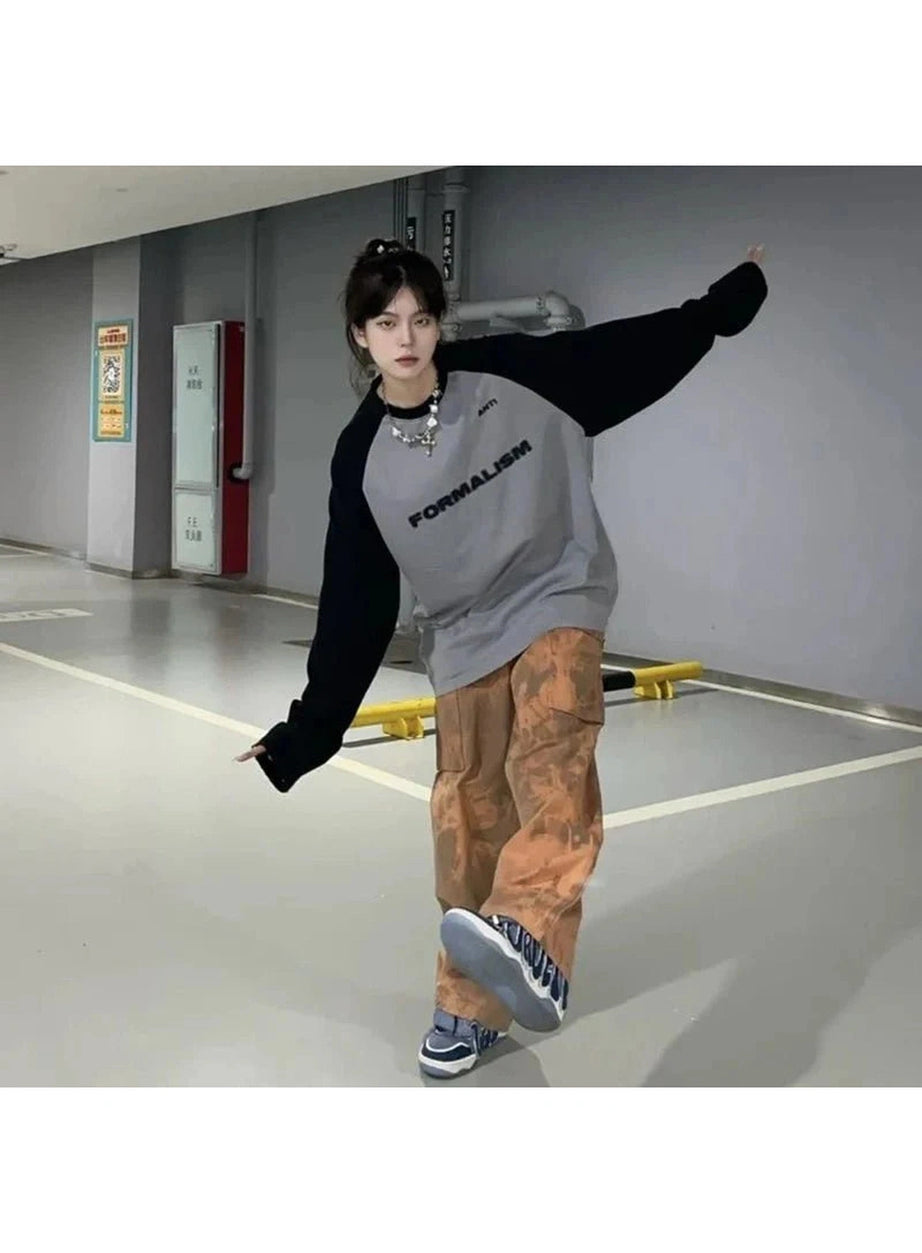 Y2k Acubi Letter Print Oversize Sweatshirt