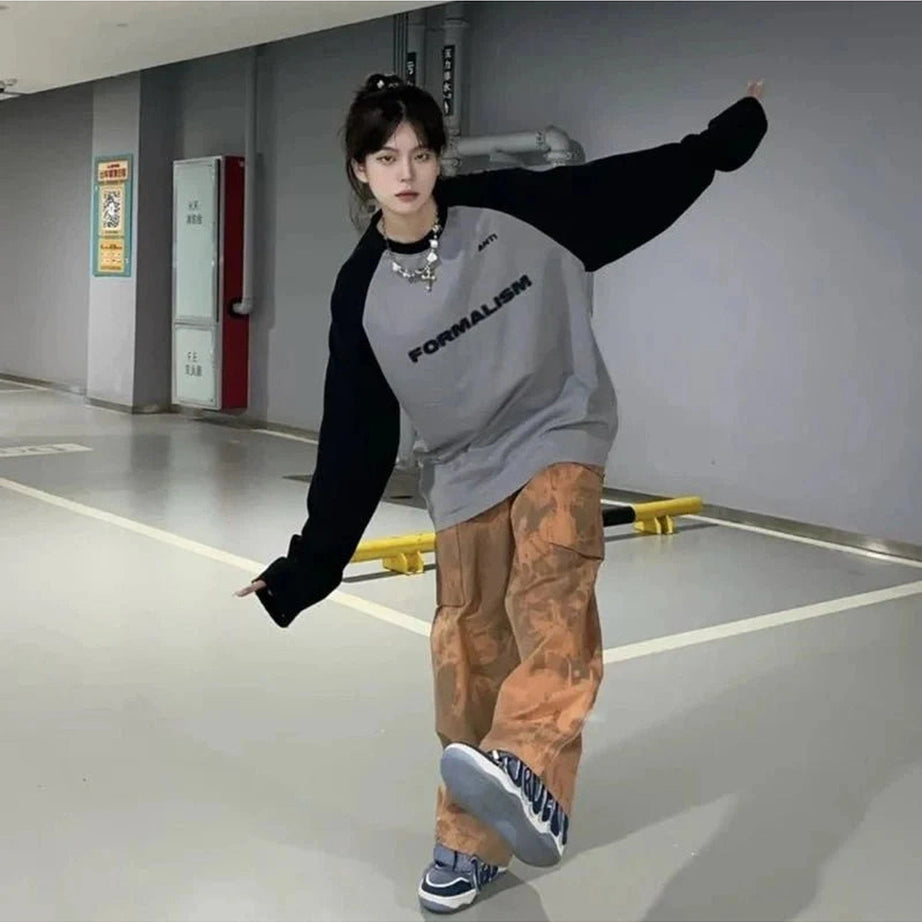 Y2k Acubi Letter Print Oversize Sweatshirt