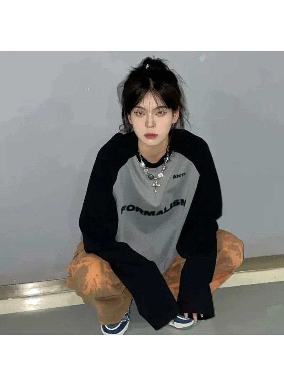 Y2k Acubi Letter Print Oversize Sweatshirt