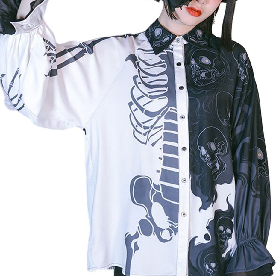 Y2k Harajuku Skull Print Shirt