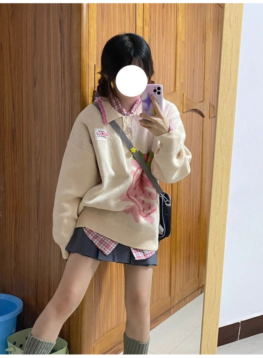 Y2k Harajuku Strawberry Knit Sweater