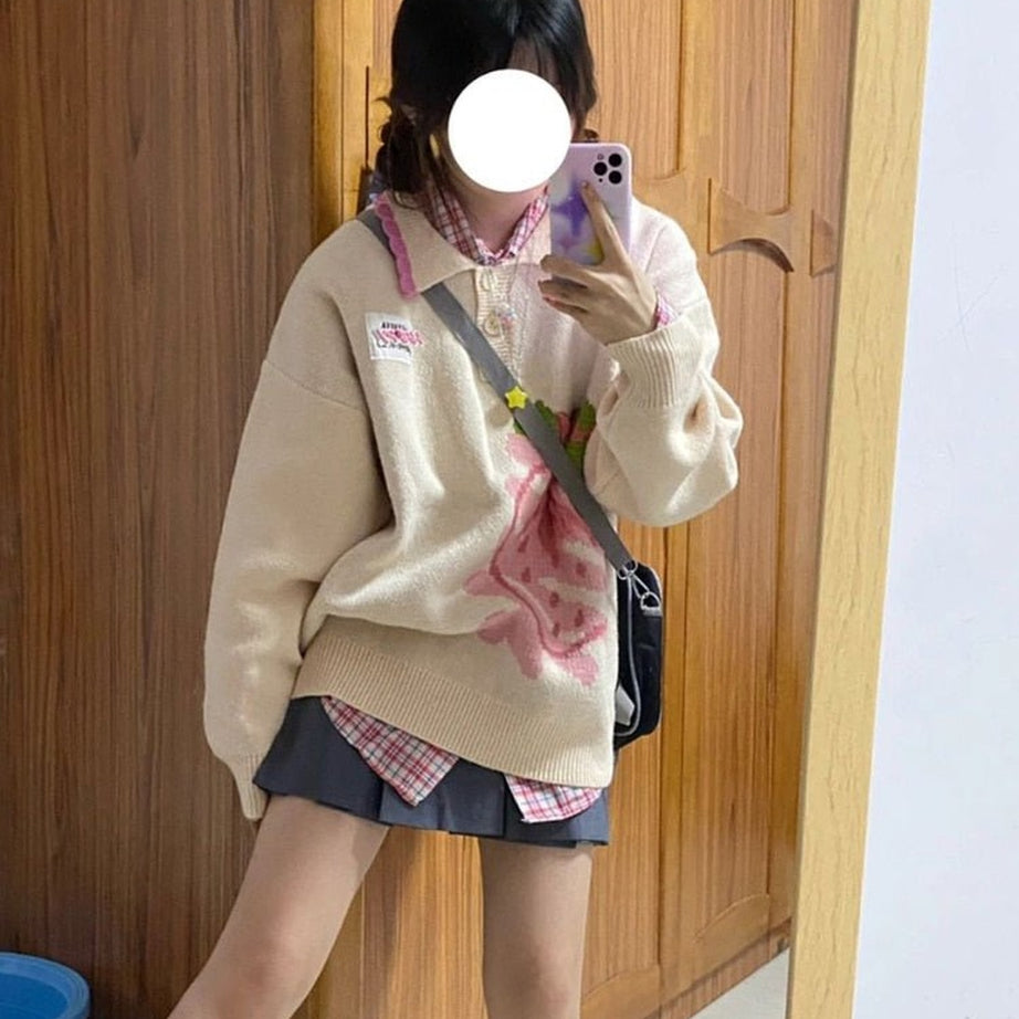 Y2k Harajuku Strawberry Knit Sweater