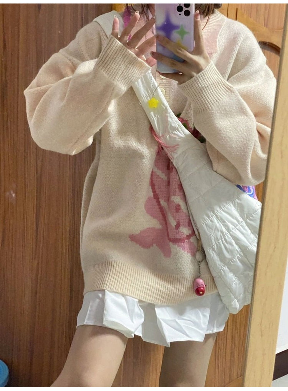 Y2k Harajuku Strawberry Knit Sweater
