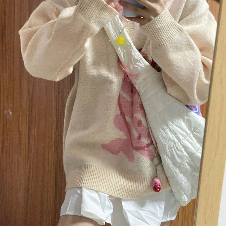 Y2k Harajuku Strawberry Knit Sweater