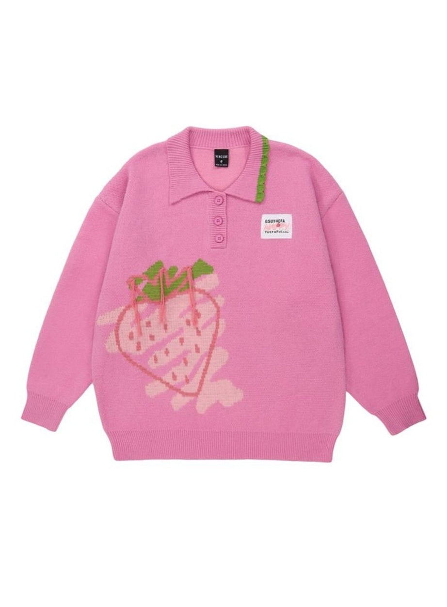 Y2k Harajuku Strawberry Knit Sweater