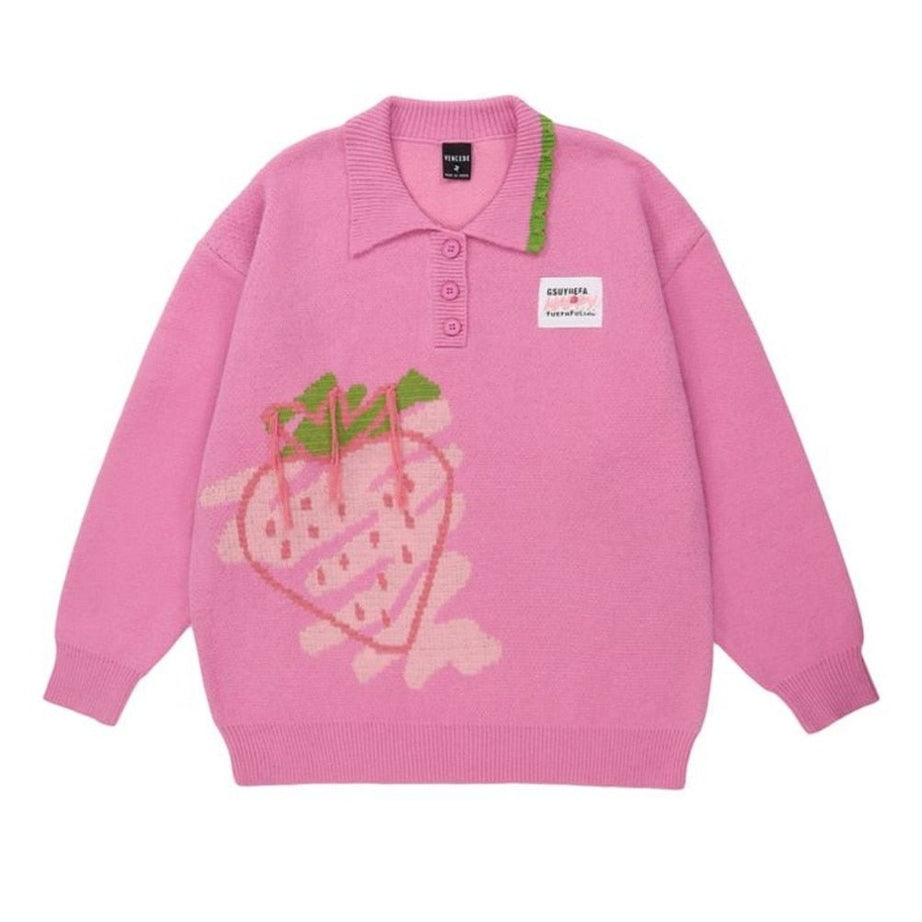 Y2k Harajuku Strawberry Knit Sweater