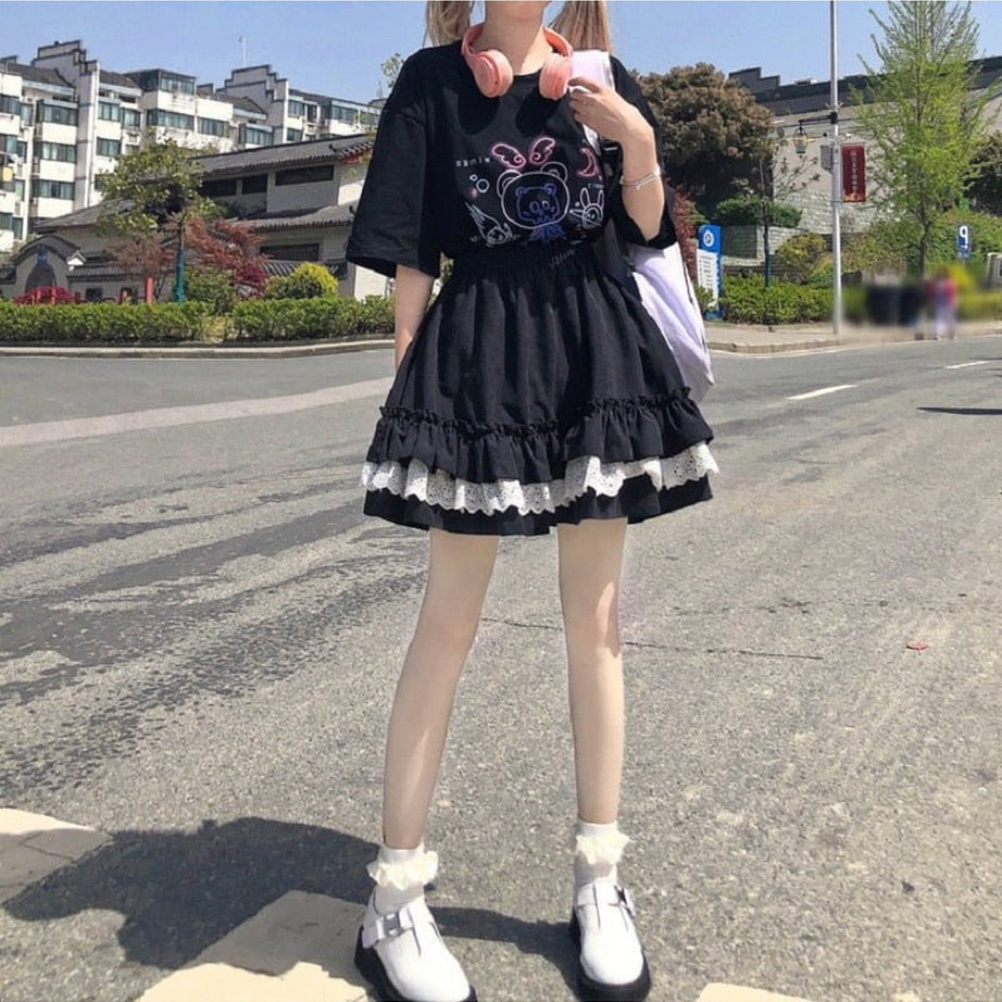 Y2k Harajuku Summer Ruffle Skirt