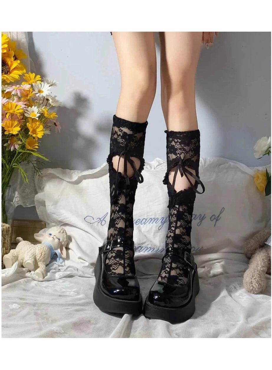 Y2k Heart Hollow Lace Socks