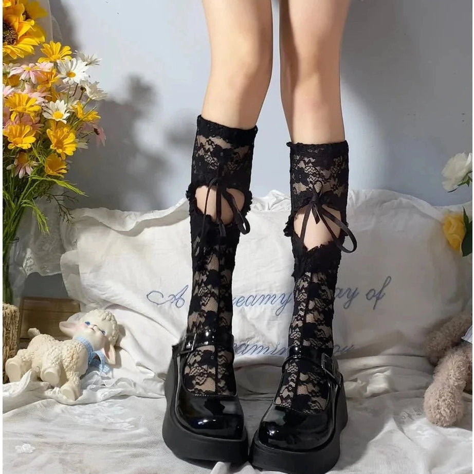 Y2k Heart Hollow Lace Socks