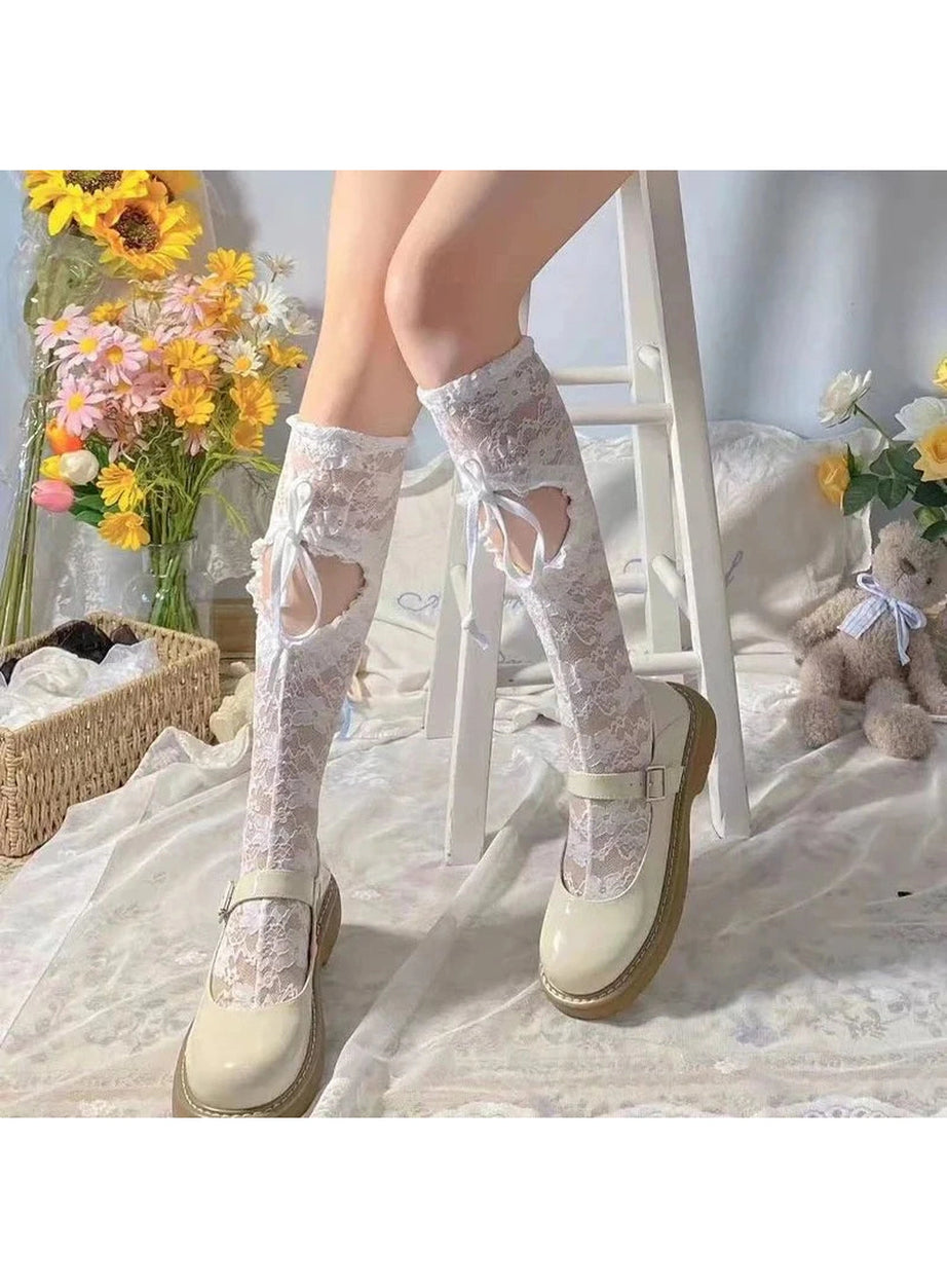 Y2k Heart Hollow Lace Socks