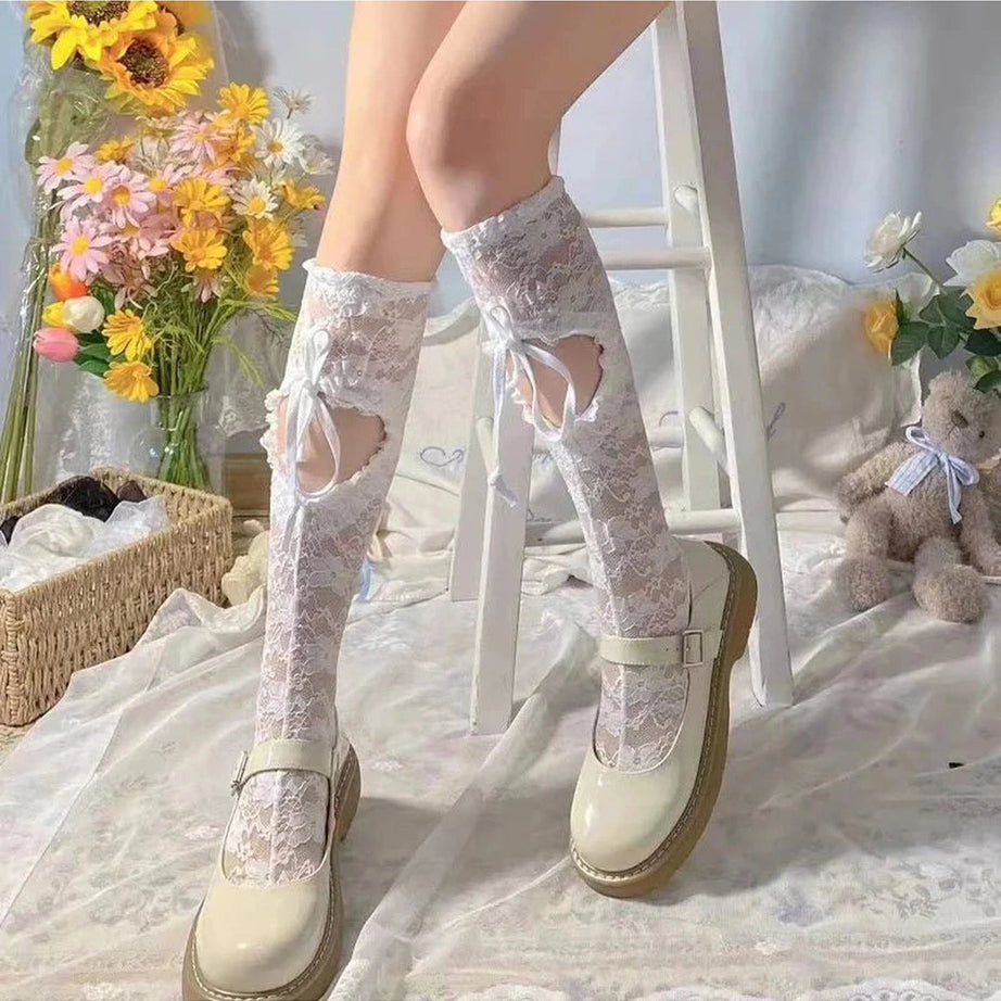 Y2k Heart Hollow Lace Socks