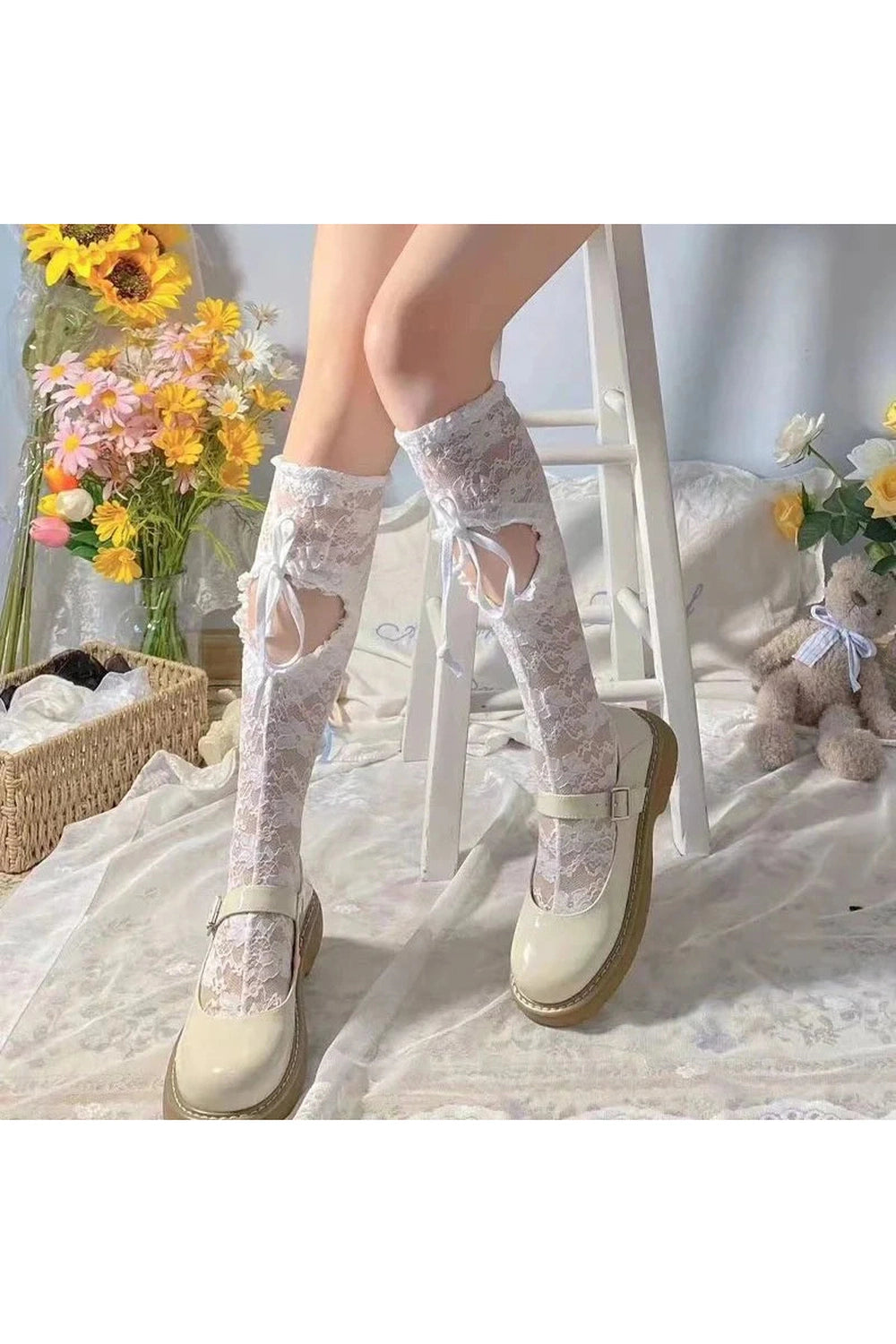 Y2k Heart Hollow Lace Socks