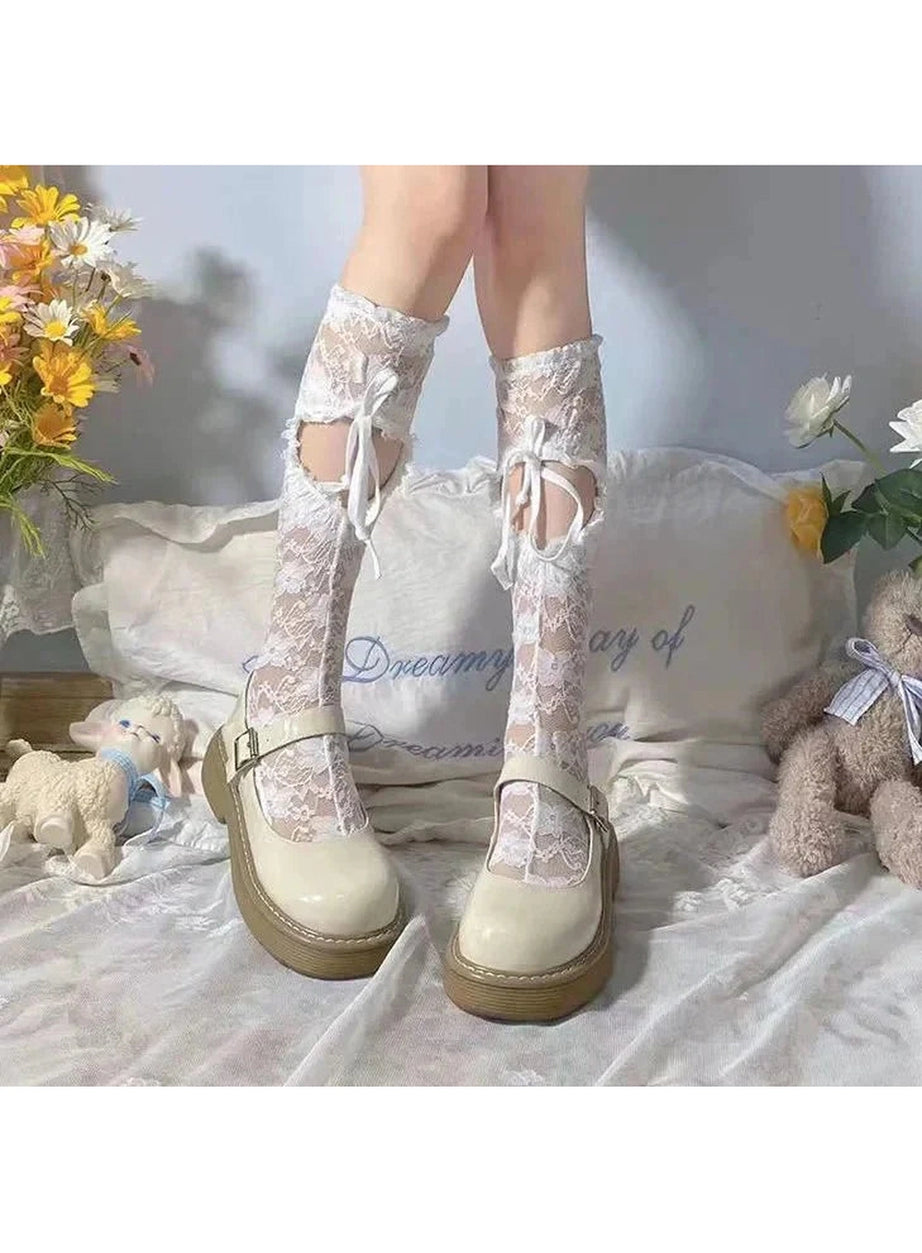 Y2k Heart Hollow Lace Socks