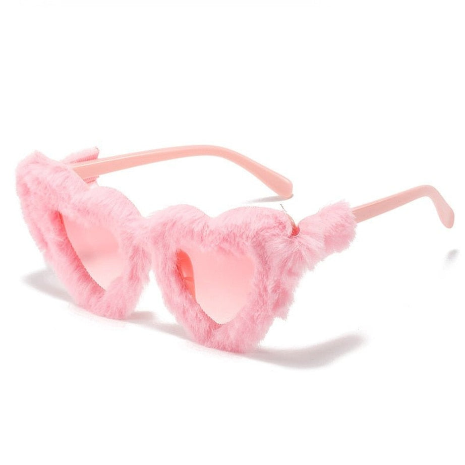 Y2k Heart-Shaped Plush Sunglasses