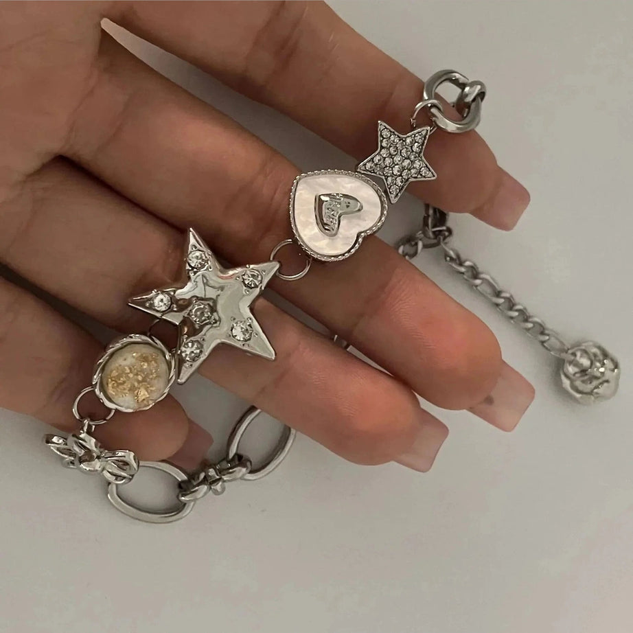 Y2k Heart Star Chain Bracelet Fairy Jewelry