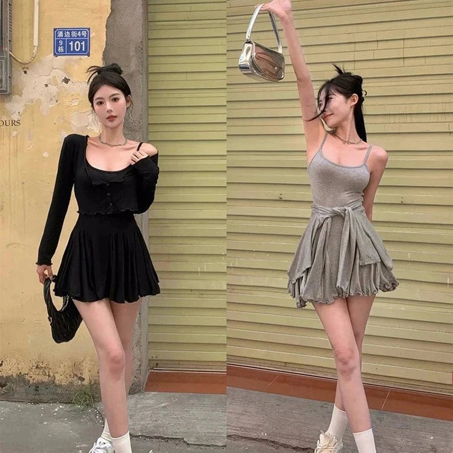 Y2k Heathered Hues Layered Dress