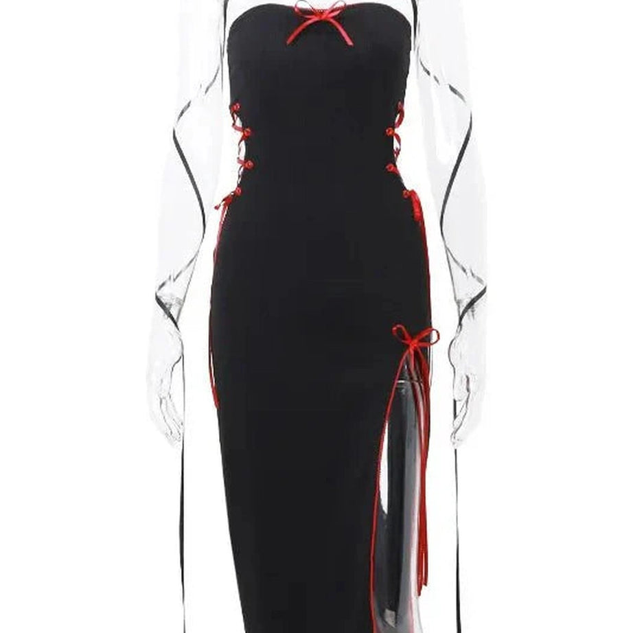 Y2k High Split Hollow Out Party Dress