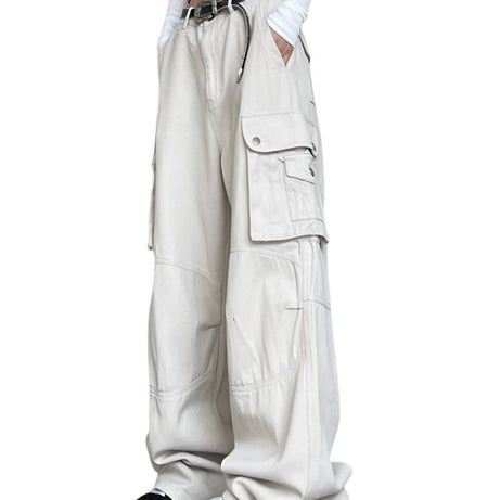 High Waist Baggy Cargo Pants - Pants