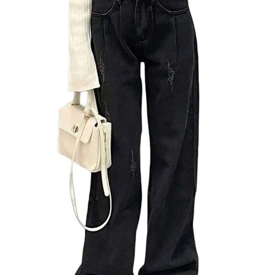 Y2k High Waist Black-Gray Denim