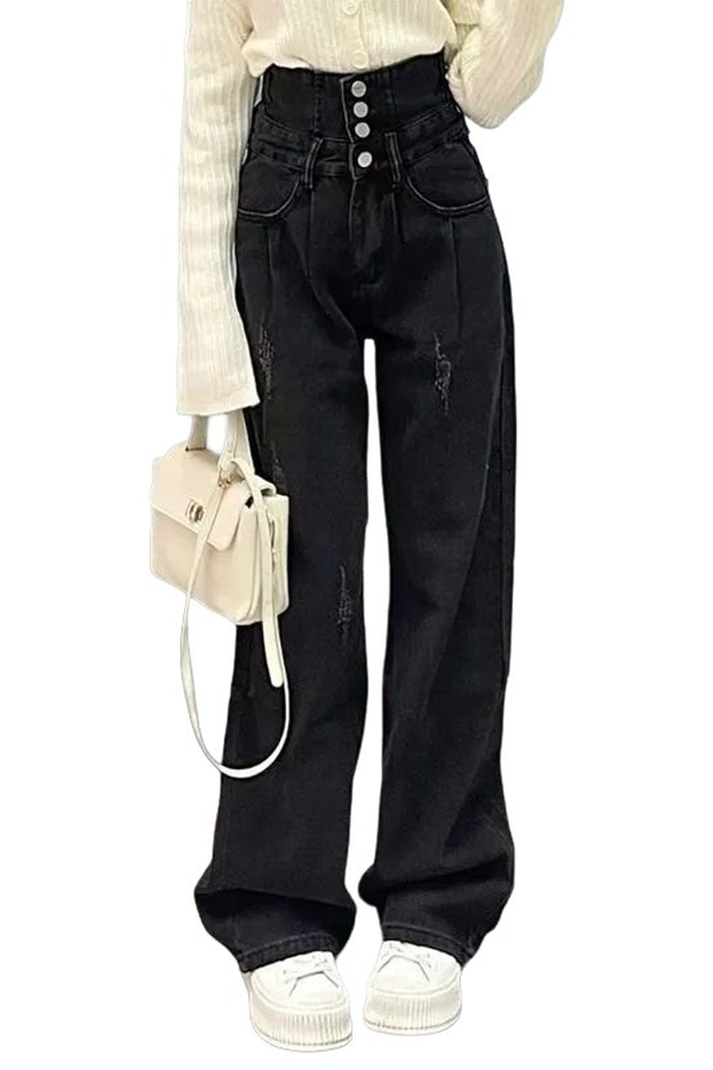 Y2k High Waist Black-Gray Denim