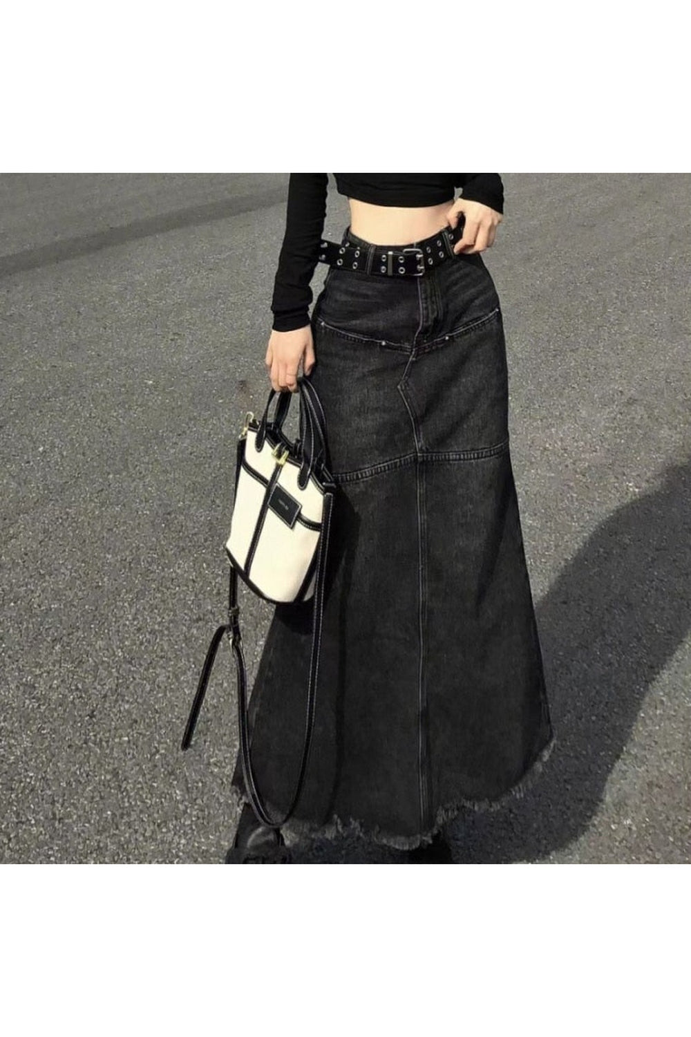 Y2k High Waist Denim Long Skirt