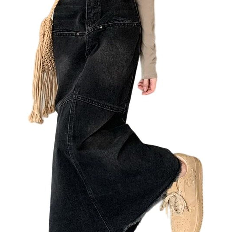 Y2k High Waist Denim Long Skirt