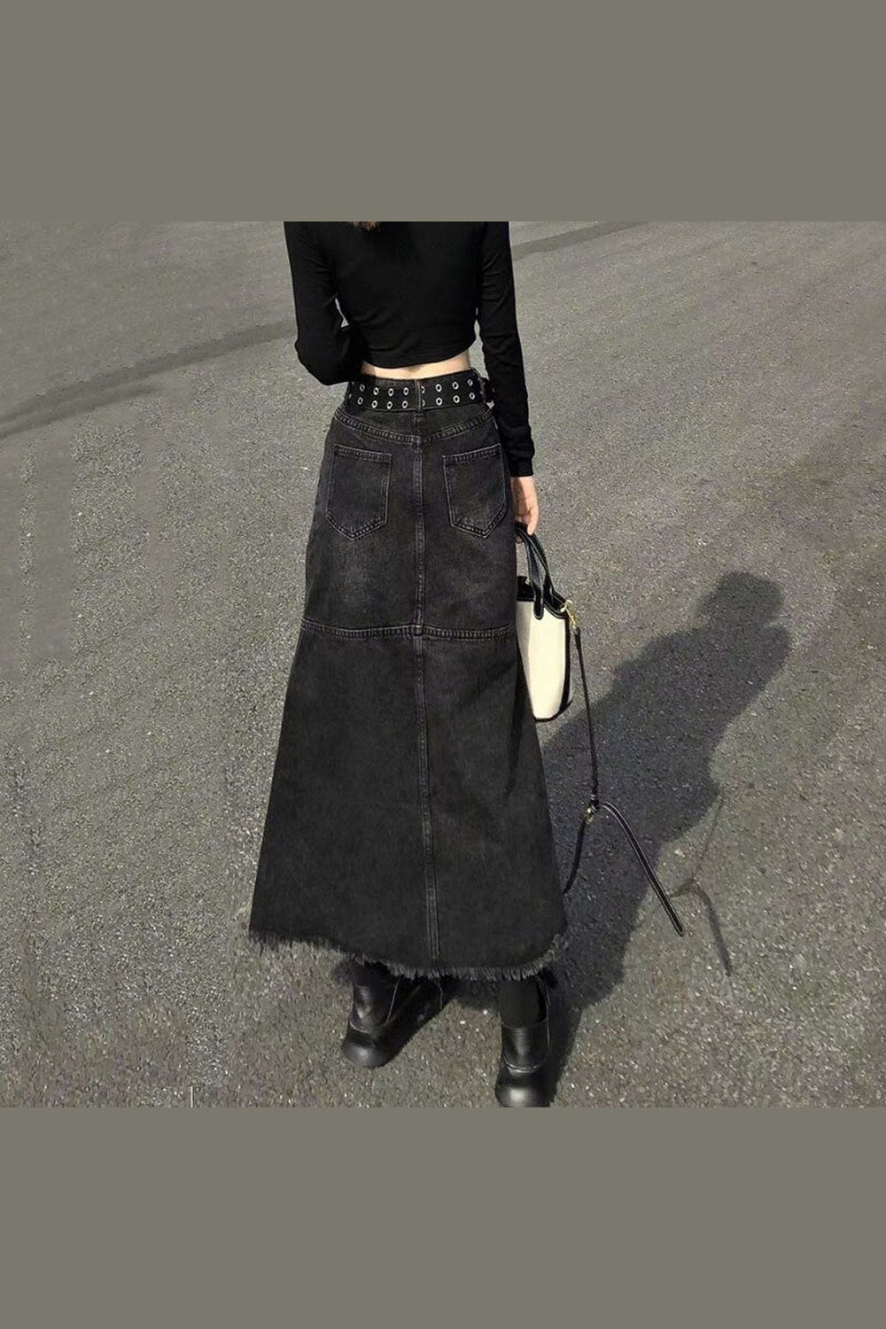 Y2k High Waist Denim Long Skirt