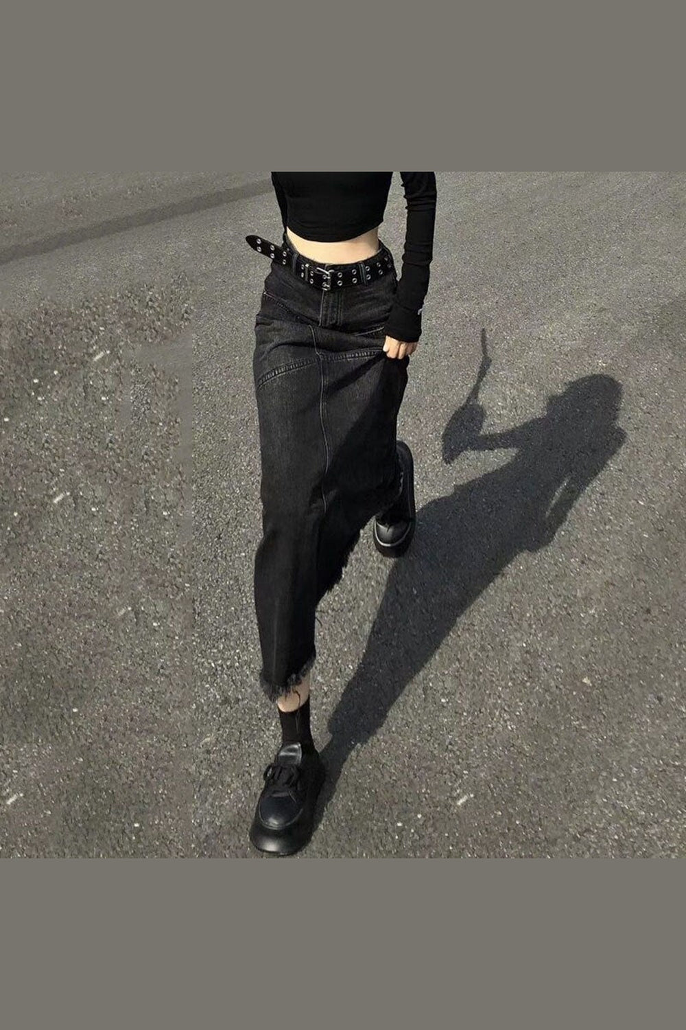 Y2k High Waist Denim Long Skirt
