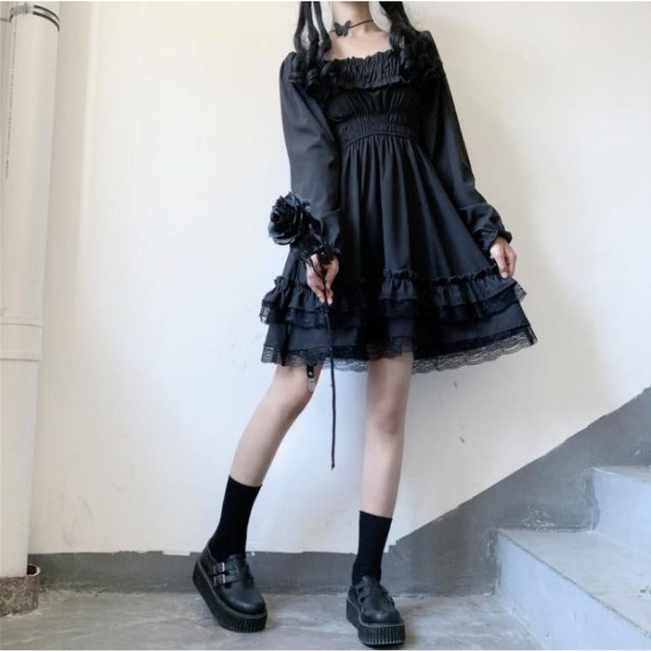 Y2k High Waist Gothic Dress