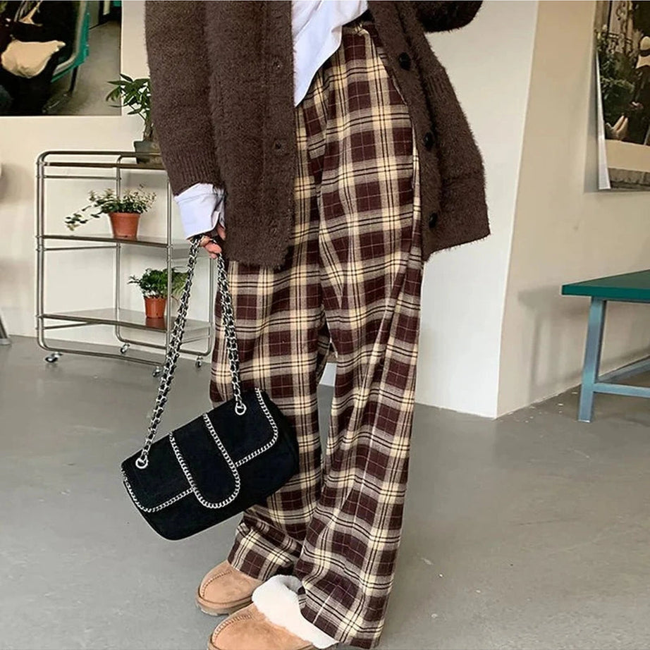 Y2k High Waist Plaid Pants