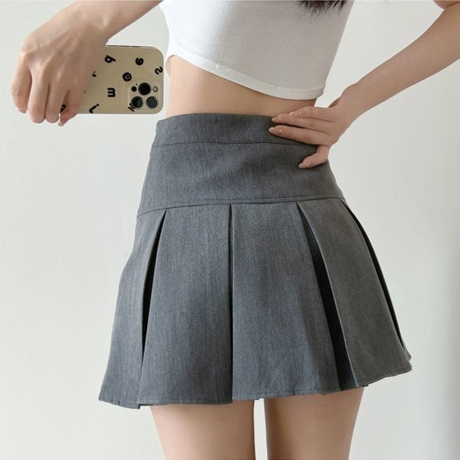 Y2k High Waist Pleated Mini Skirt