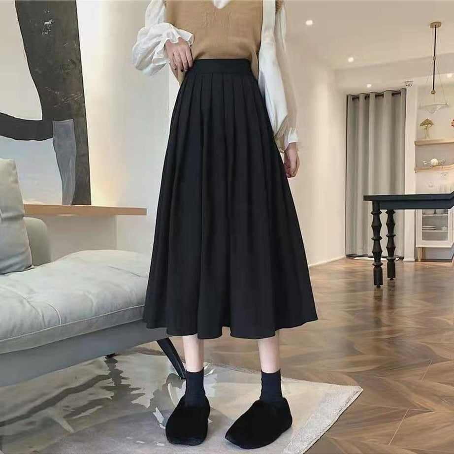 Y2k High Waist Pleated Skirt Elegant College Style