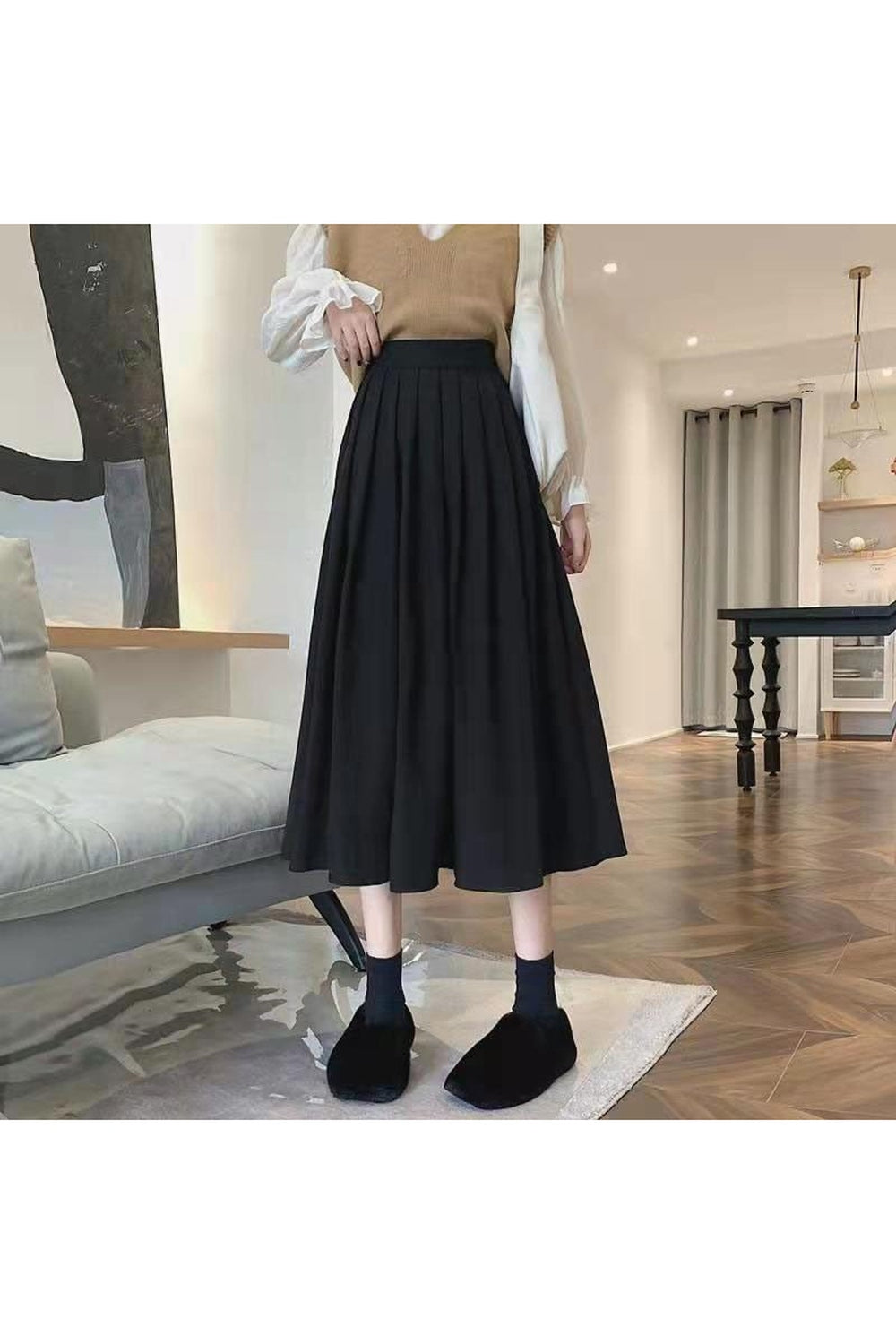 Y2k High Waist Pleated Skirt Elegant College Style