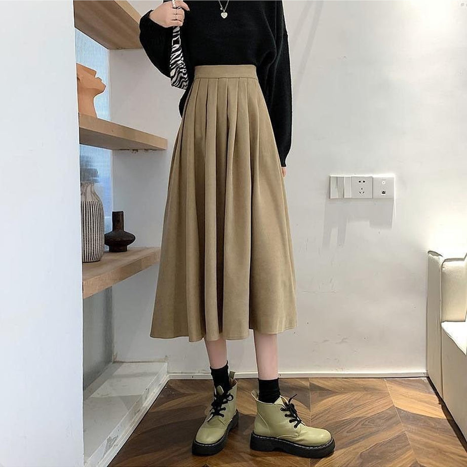 Y2k High Waist Pleated Skirt Elegant College Style