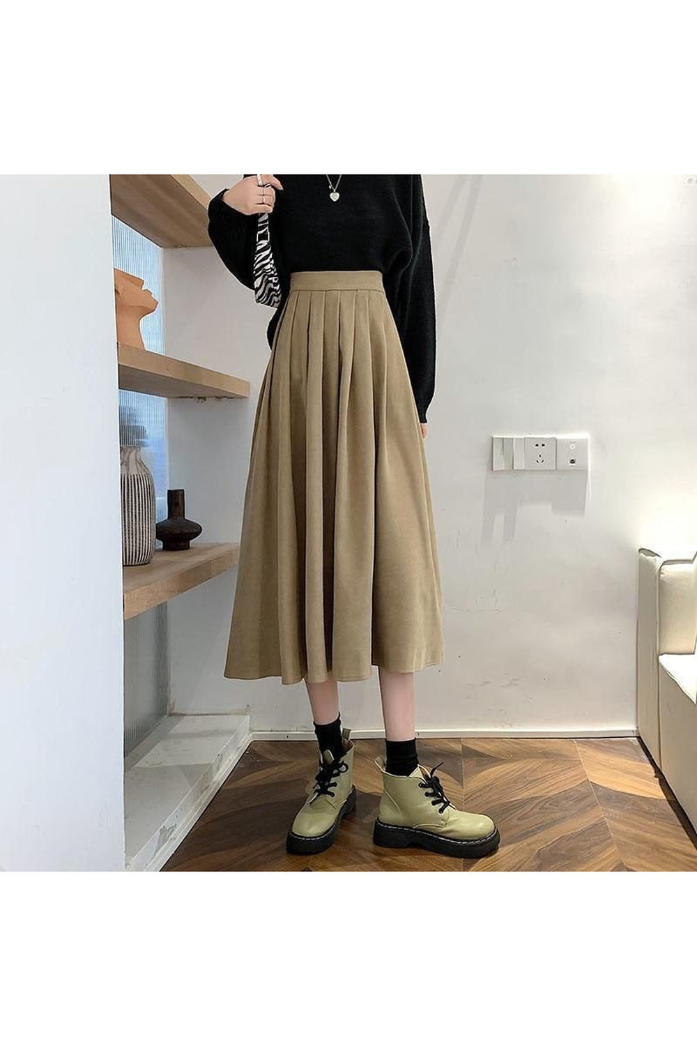 Y2k High Waist Pleated Skirt Elegant College Style