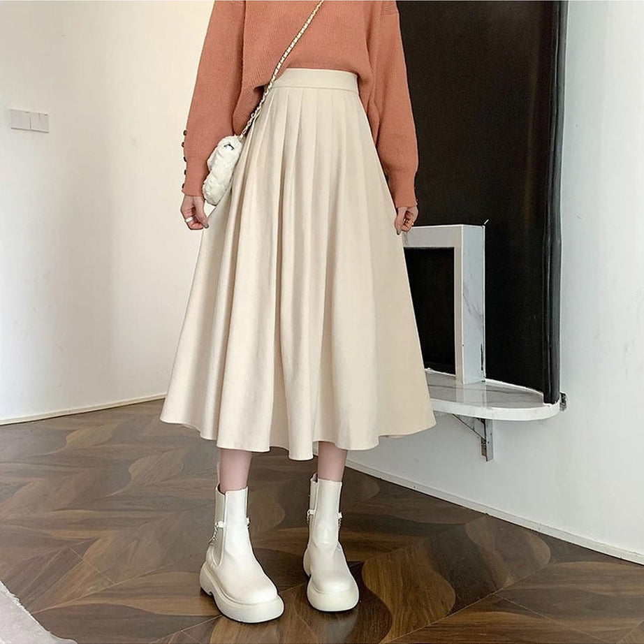 Y2k High Waist Pleated Skirt Elegant College Style