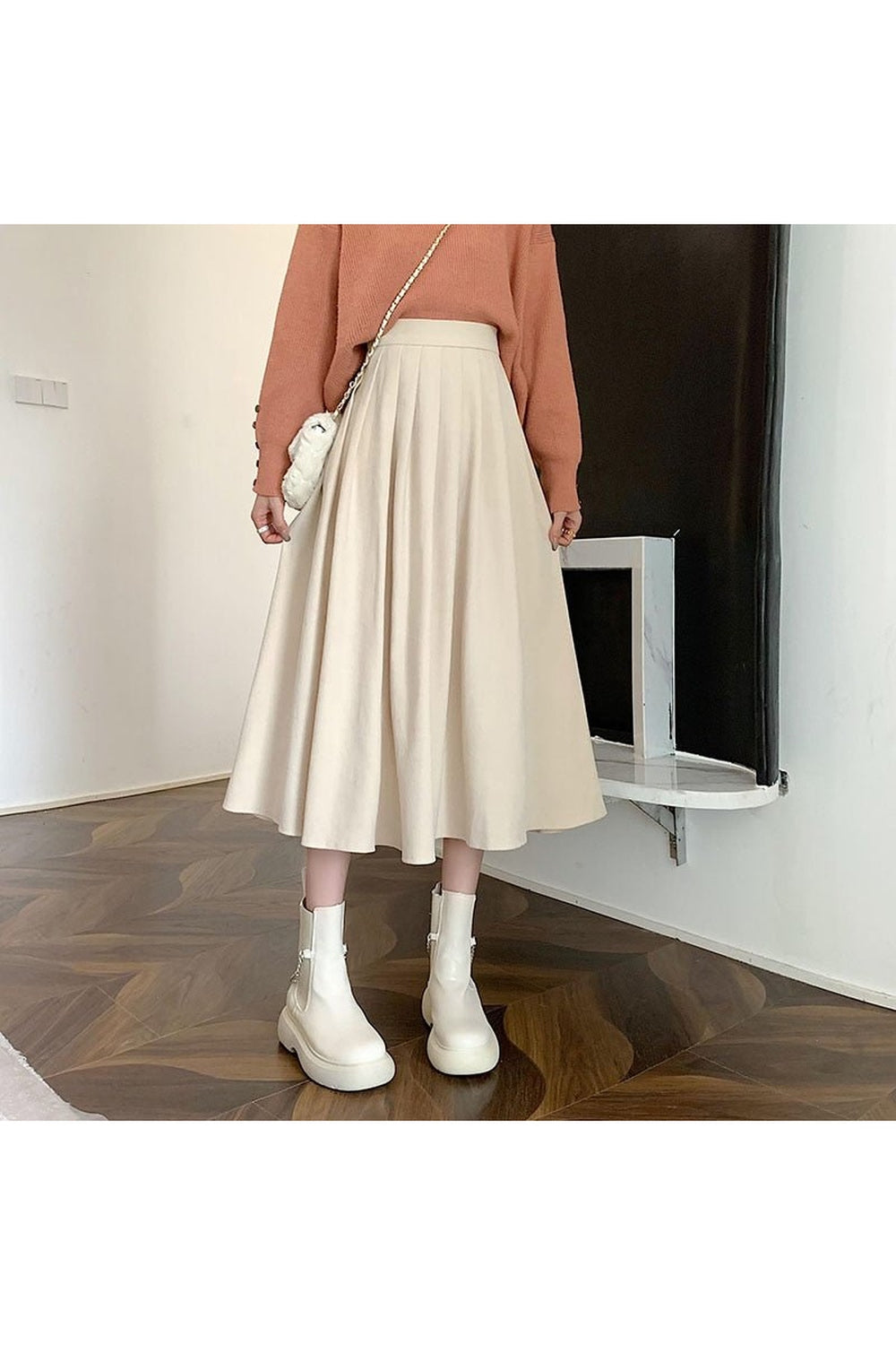 Y2k High Waist Pleated Skirt Elegant College Style