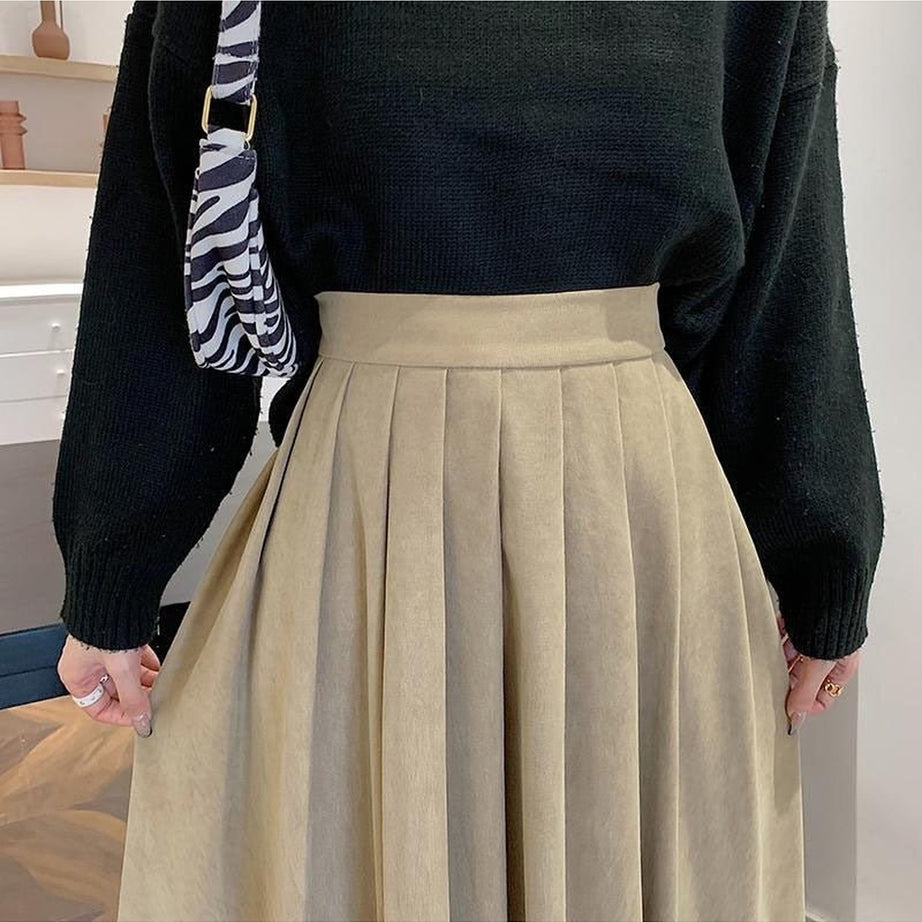 Y2k High Waist Pleated Skirt Elegant College Style
