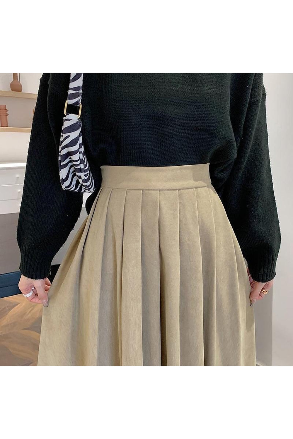 Y2k High Waist Pleated Skirt Elegant College Style
