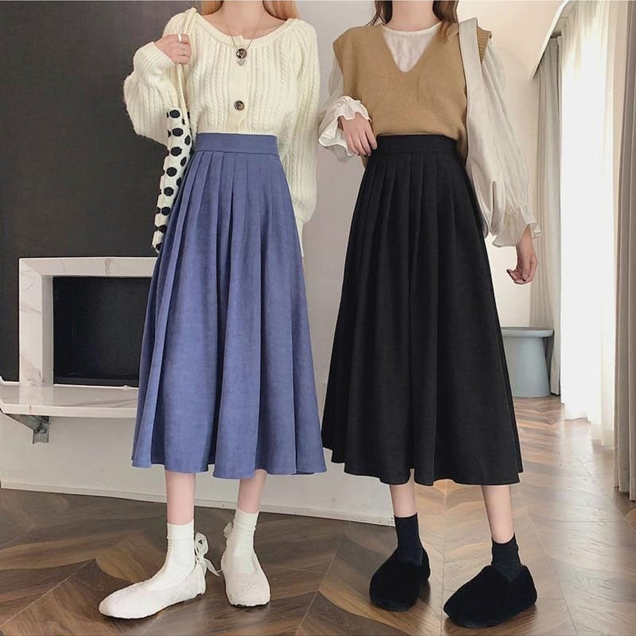 Y2k High Waist Pleated Skirt Elegant College Style