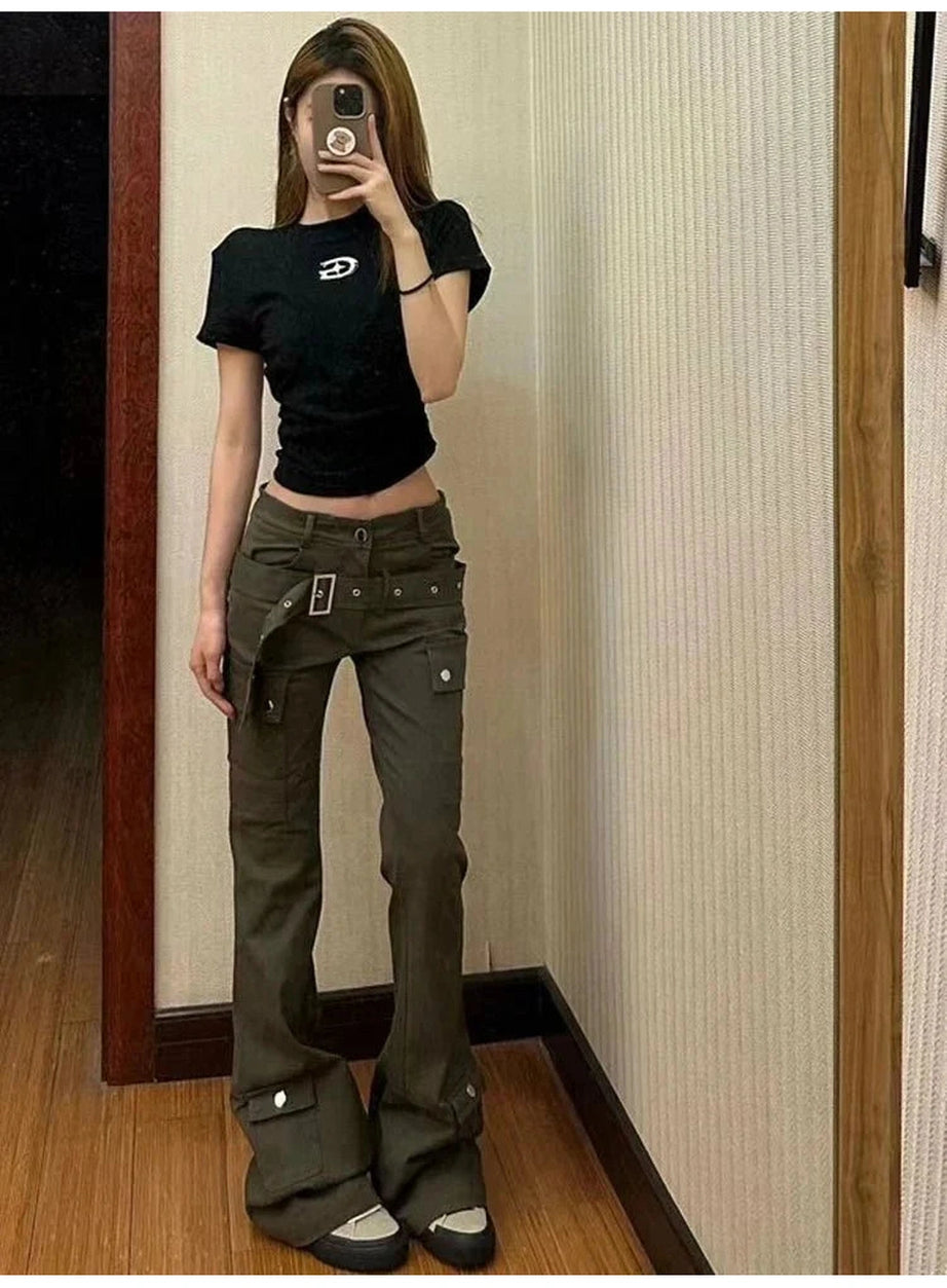 Y2k High Waist Slim Bell Bottom Jeans