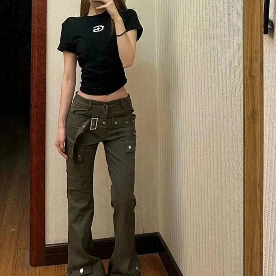 Y2k High Waist Slim Bell Bottom Jeans