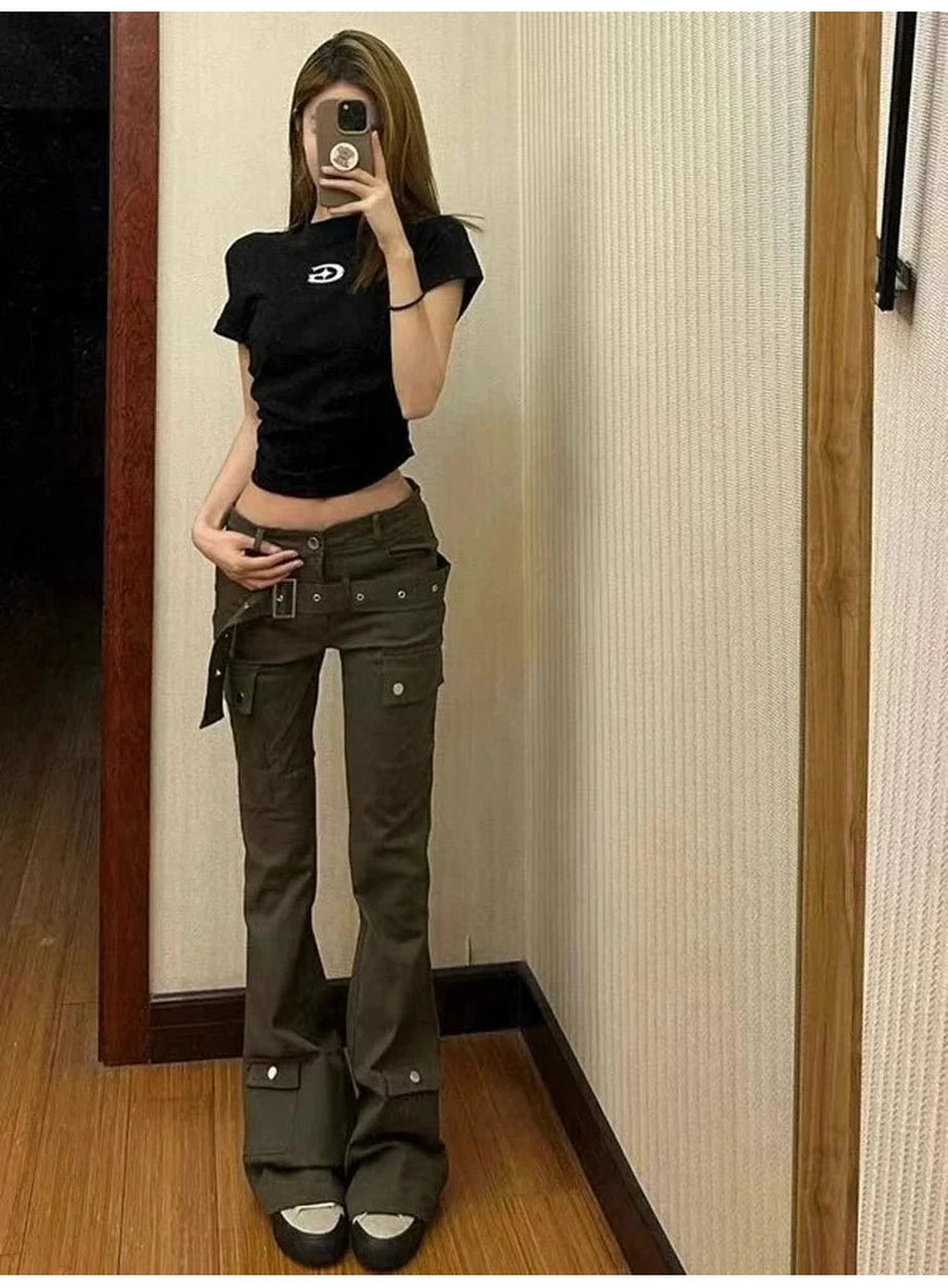 Y2k High Waist Slim Bell Bottom Jeans