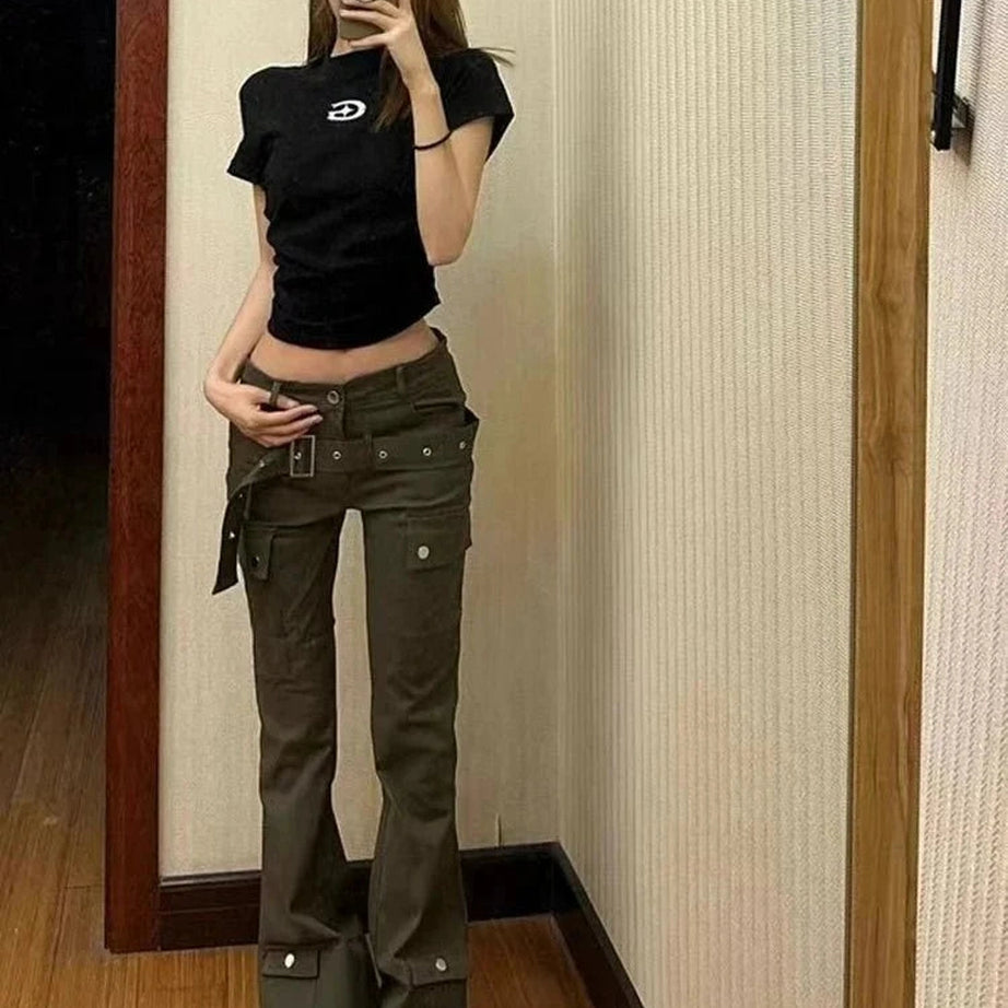 Y2k High Waist Slim Bell Bottom Jeans