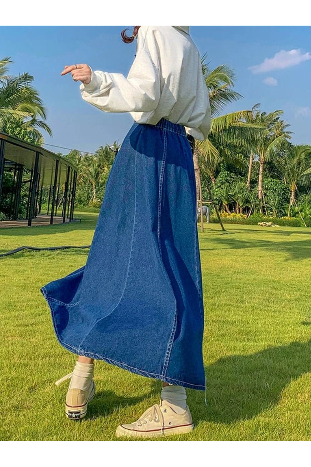 Y2k High Waisted Jean Splicing Skirt