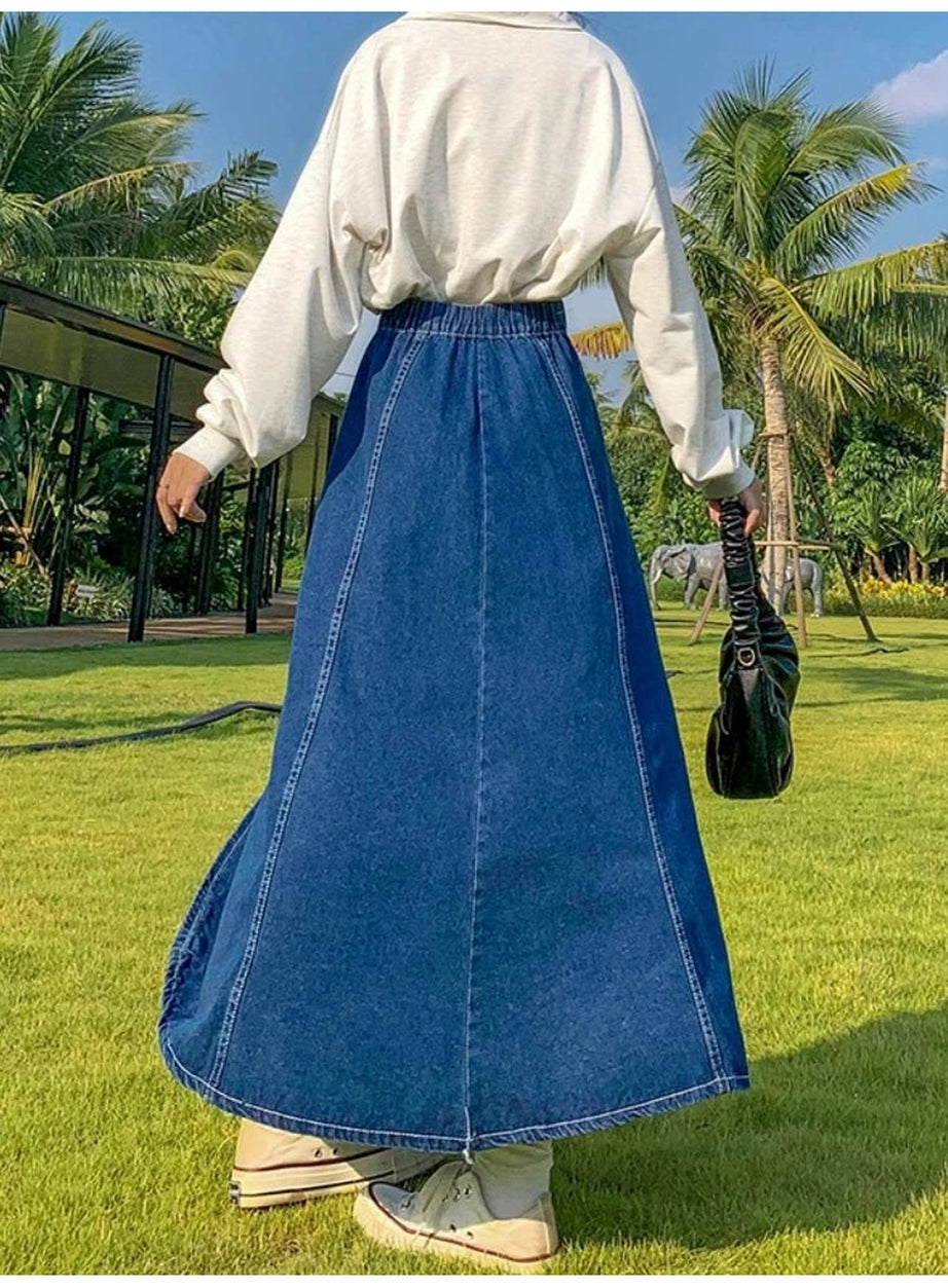 Y2k High Waisted Jean Splicing Skirt