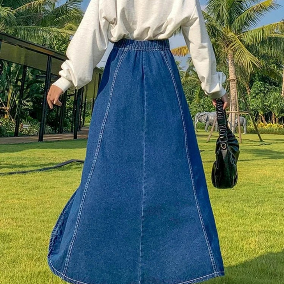 Y2k High Waisted Jean Splicing Skirt