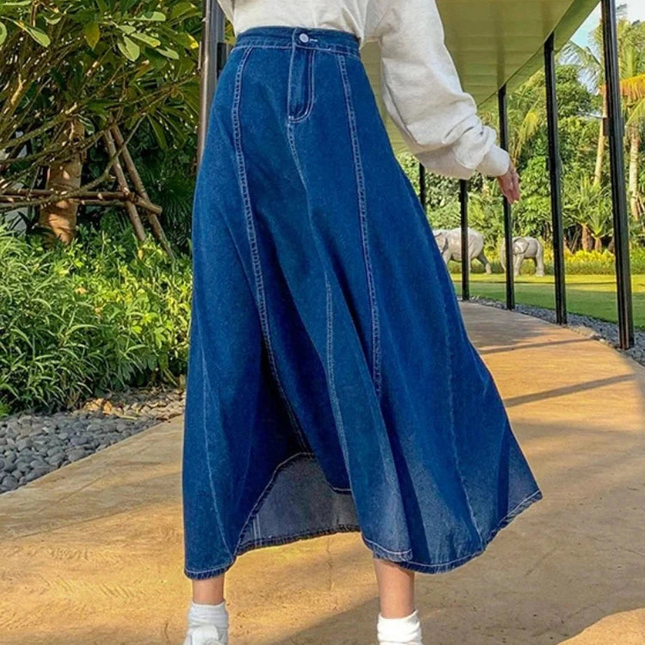 Y2k High Waisted Jean Splicing Skirt